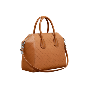 Tan Quilted Satchel
