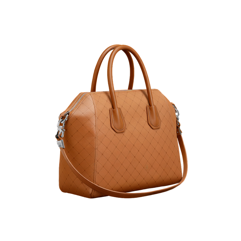 Tan Quilted Satchel