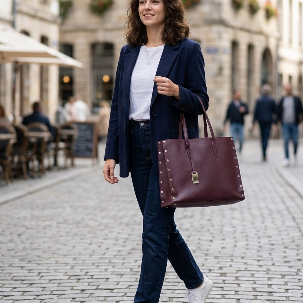 Purple Studded Tote
