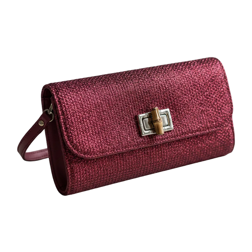 Burgundy Glitter Clutch Bag