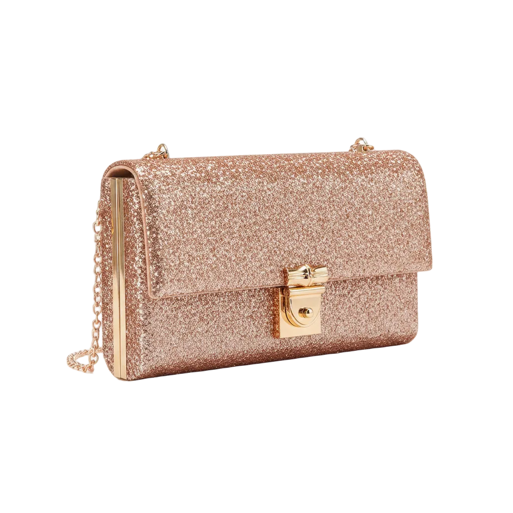 Rose Gold Glitter Clutch Bag