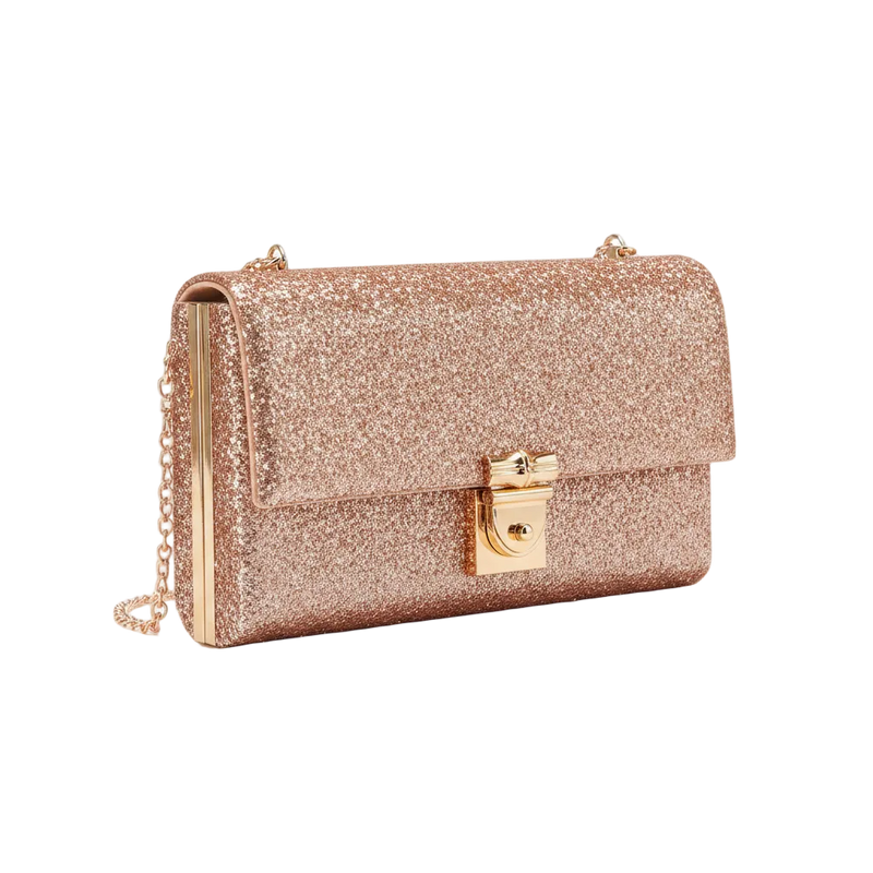 Rose Gold Glitter Clutch Bag